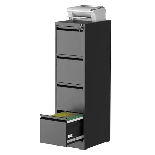 4 Drawer File Cabinet with Lock, File Cabinet | Steel Vertical Filing Cabinets for Home Office,Heavy Duty File Storage