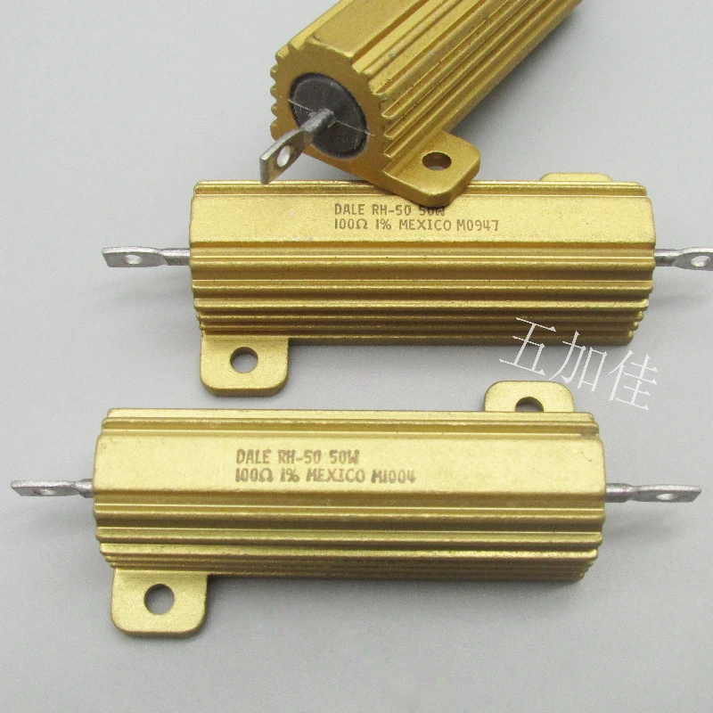 5pcs/imported RH-50 50W 100Ω 100R 1% high power gold aluminum shell resistance chassis wire wound resistance