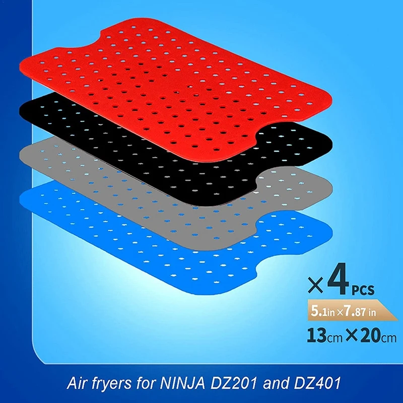 Air Fryer Silicone Liners - Reusable Air Fryer Basket Mats - Parchment Paper Replacement Air Fryer Accessories