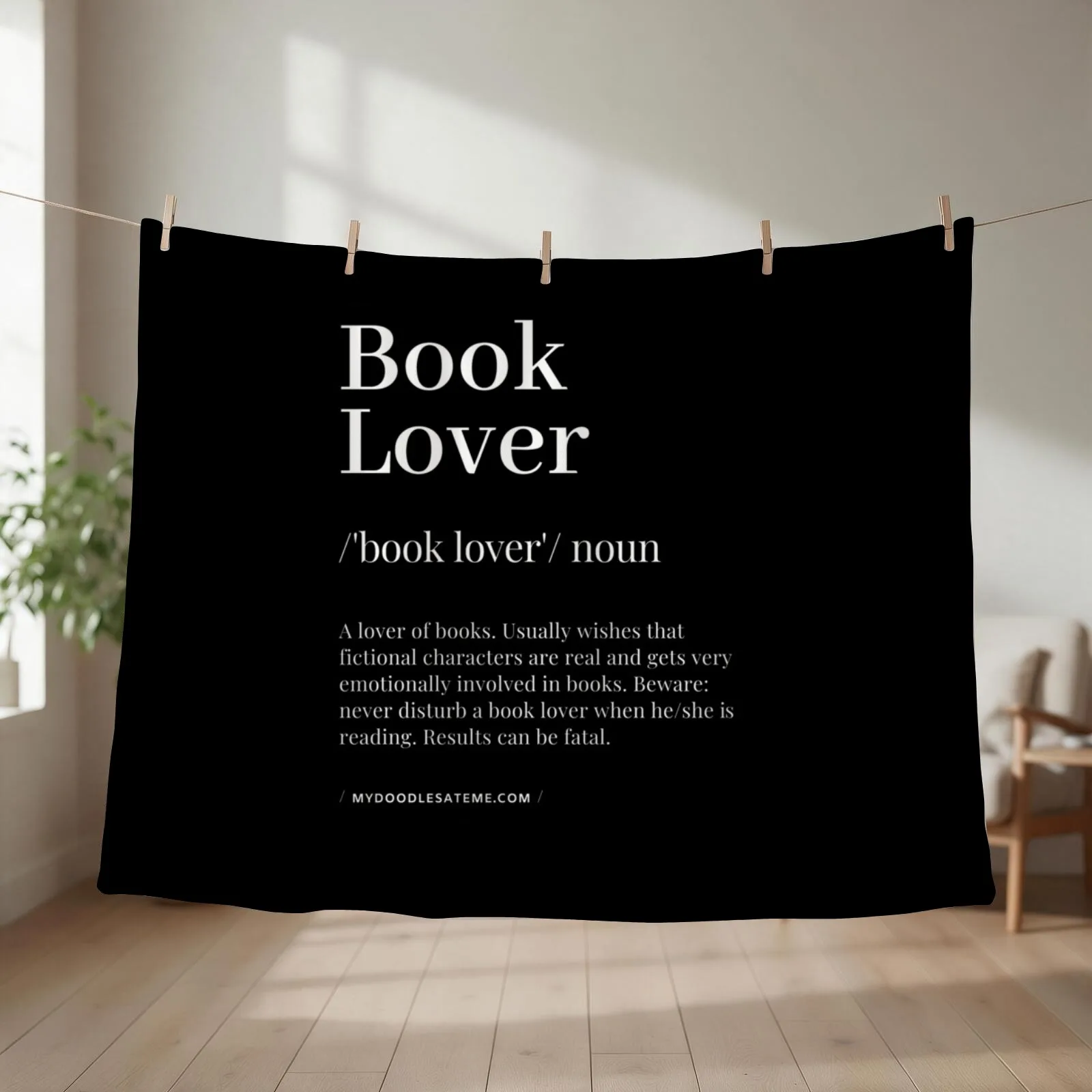 Book Lover Definition - Noun - Readers Dictionary (Black) Throw Blanket couch cozy soft plush fuzzy picnic outdoor blanket