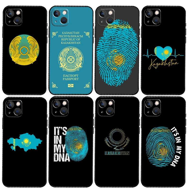 Kazakhstan Flag Soft Case For iPhone 14 13 11 12 15 16 Pro Max Mini X XR XS Max Plus Full Cover