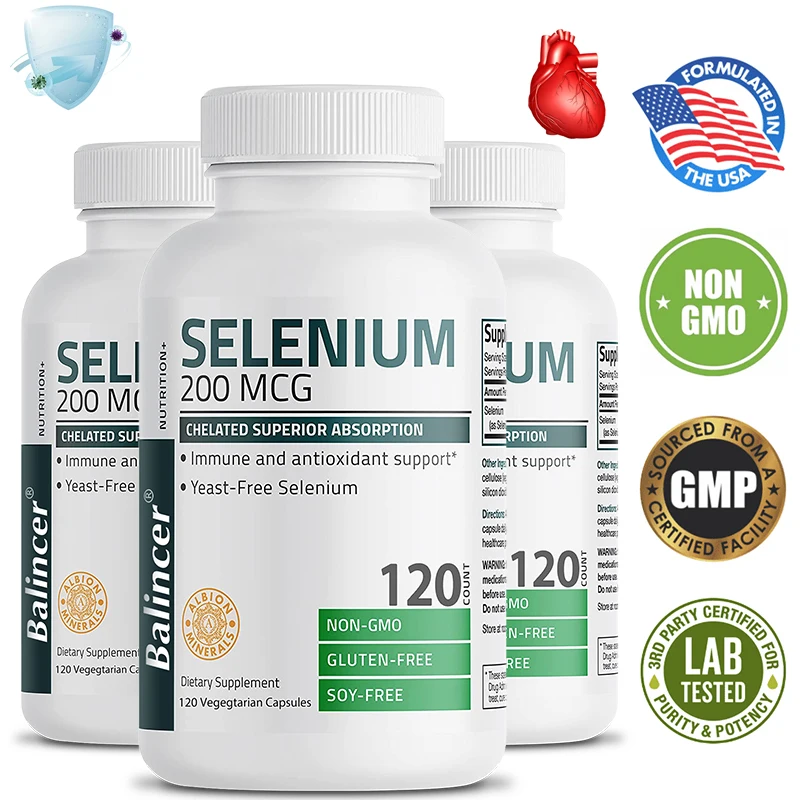 Selenium Supplement - Chelated Amino Acid Complex - High Absorption, Antioxidant, Enhances Immune Function, Thyroid Support