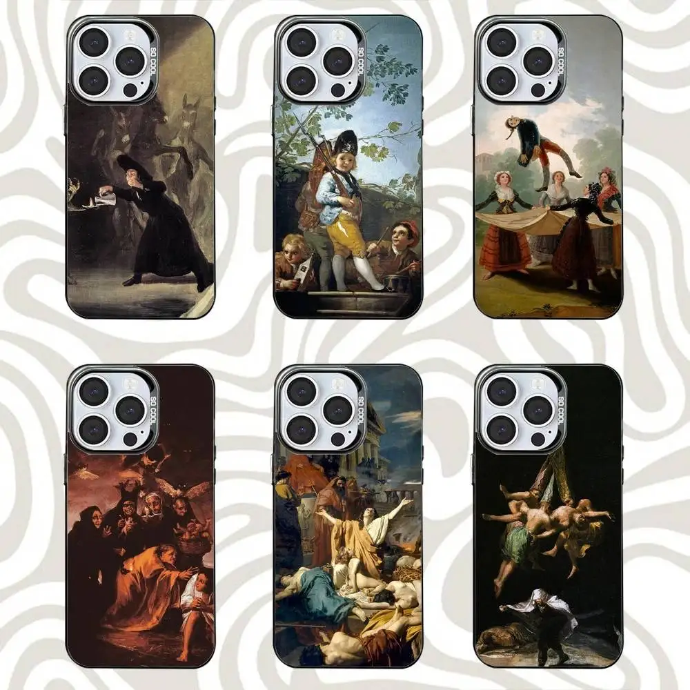 

F-Francisco-os G-Goya A-Art Phone Case For iPhone 16,15,14,13,12,11,Mini,Pro,SE,MAX Black Matte Shockproof Cover