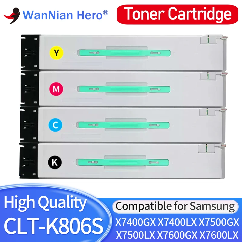 

Remanufactured color toner cartridge for Samsung X7400GX X7400LX X7500GX X7500LX X7600GX X7600LX CLT-K806S M806S Y806S C806S 806