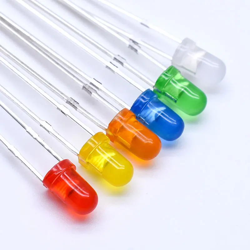 (100 Stück) F3 F5 LED DIP Diode Weiß Grün Rot Blau Gelb 3mm 5mm DIY Leuchtdiode