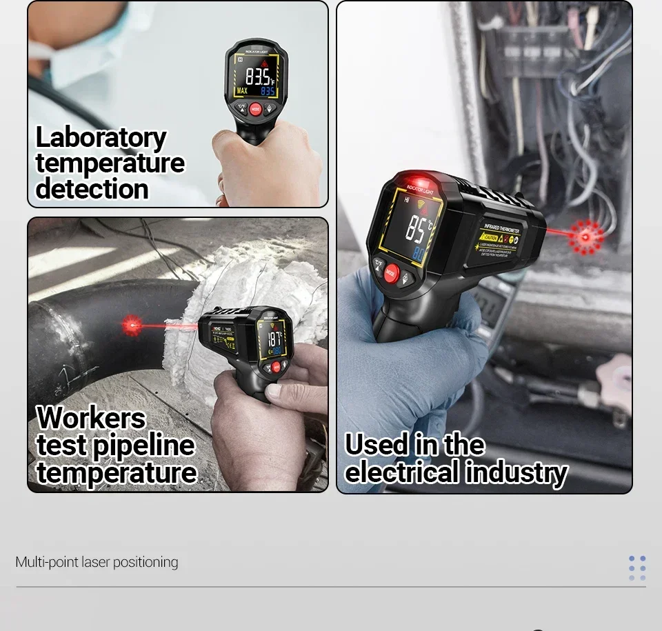 ANENG TH203 Digitales Infrarot-Thermometer -50~600°C ℃ Temperaturmessgerät, berührungsloses Pyrometer, Tester, IR-Hygrometer, Industriewerkzeug – Detail 4