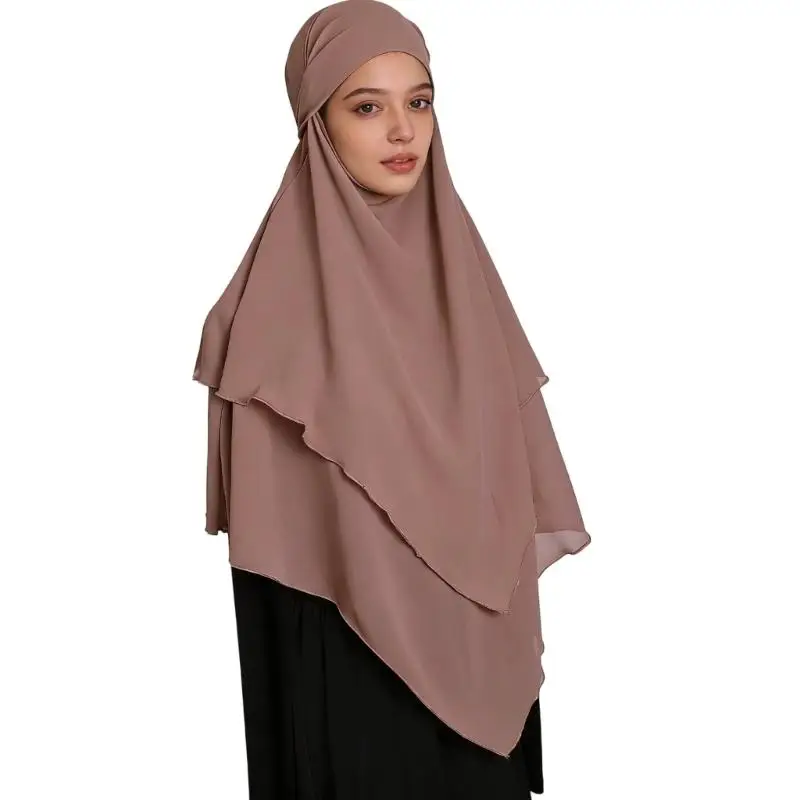 

31BB Adjustable Tie Strap Ethnic Double Layer Polyester Shawl Headscarf Comfortable Wear Easy Storage and Fashion