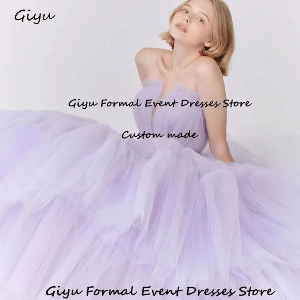 Giyu Fairy Purple Korea Wedding Dress Photo Shoot A-line Floor-Length Multi-layered Evening Gown Dress 웨딩드레스