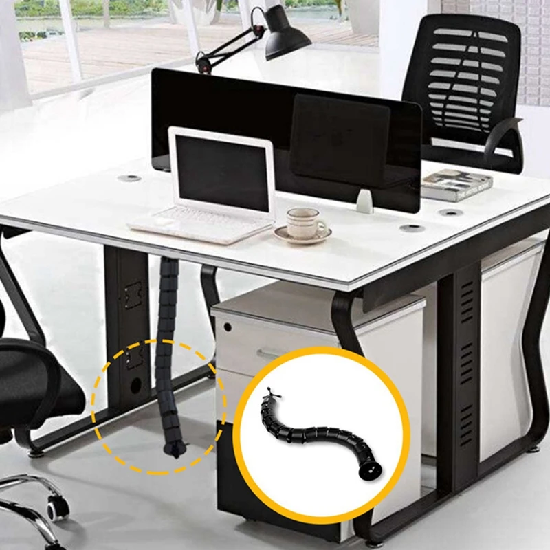 Cable Management Kit, Height-Adjustable Desk Four-Entry Round Cord Storage Box