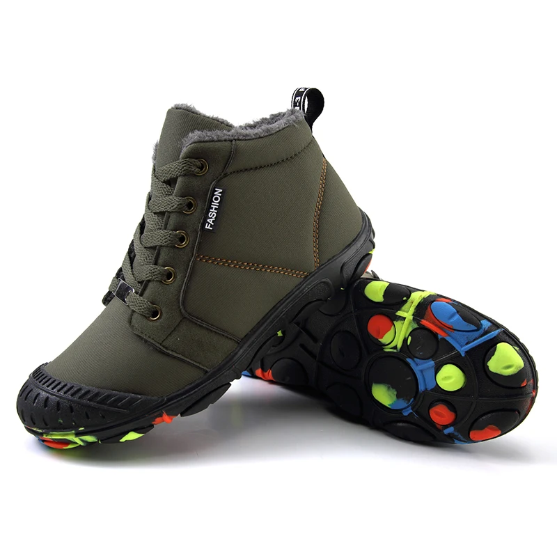 Children Snow Boots Winter Warm Plush Shoes Kids Waterproof High Top Cotton Shoes Boys Girls Outdoor Non-slip Sports Sneakers