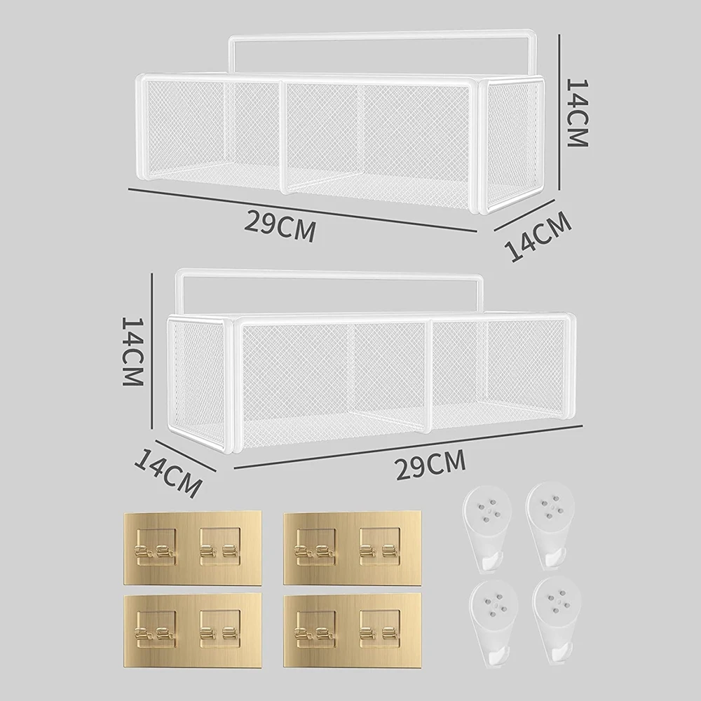 2-Pack Shower Caddy Shelf, Shower Caddy Organizer Wall Mounted Rustproof Basket, Storage Rack for Bathroom, Shower