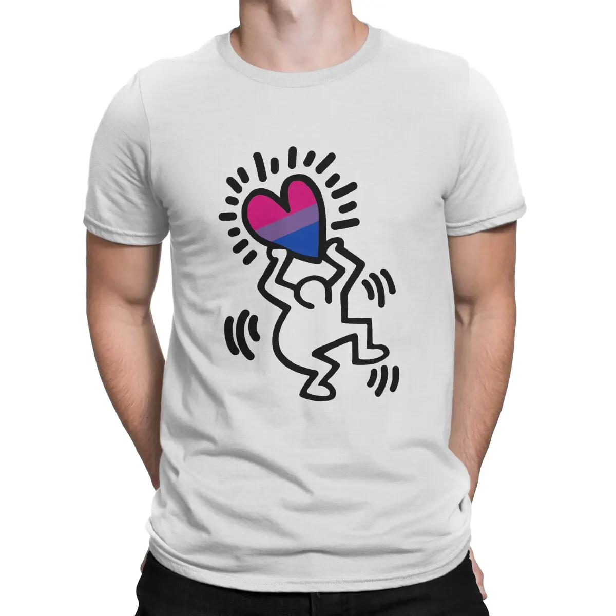 LOVE Men TShirt Cartoon stick figure O Neck Short Sleeve Fabric T Shirt Humor High Quality Birthday Gifts