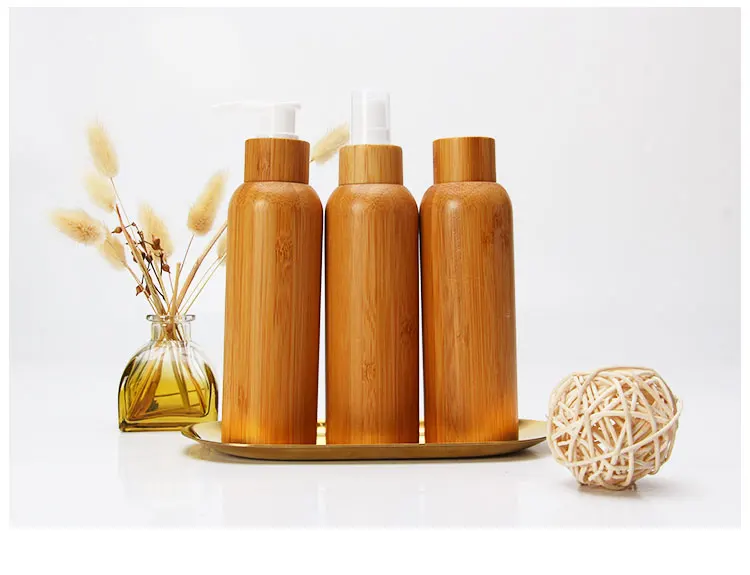 100* 120ml 4OZ Environmental Bamboo Bottle Bamboo Pump Dispenser Bathroom PET Dish Soap Bottle Lotion Shower Gel Liquid Containe