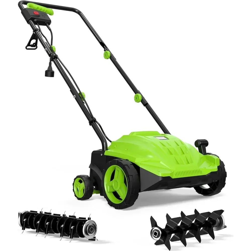 

12 Amp Electric Dethatcher Scarifier, 2-in-1 Lawn Dethatcher, 4-Position Depth Adjustment, Scarifier with Foldable Handle