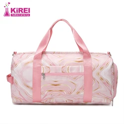 Separação seca e molhada yoga bolsa de ombro grande capacidade marmoreado bolsas de viagem moda feminina tendência casual saco de esportes