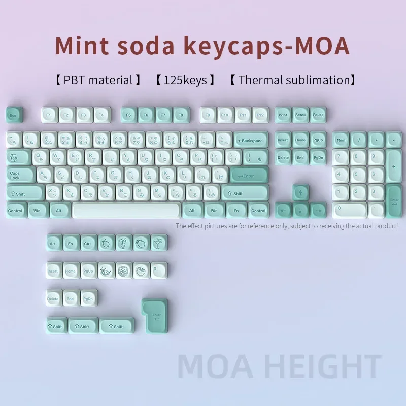 125 Keys/set Peppermint Soda MOA Profile GMK PBT Keycaps for Mechanical Keyboard  Dye Sublimation Gaming Keycap Custom Gk61