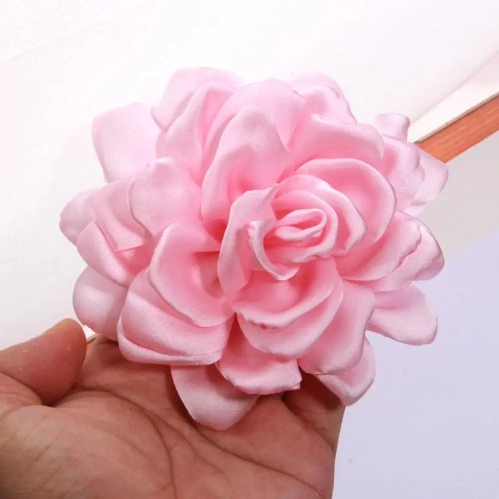 Handmade Lapel Pin Accessories Fabric Artificial Flowers DIY Wedding Dress Decoration Sewing Patches Burned Edge Big Satin