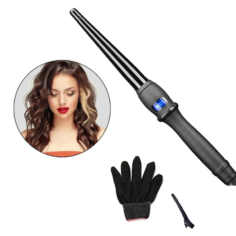 Tragbarer 360° Keramik Magic Electric Lockenstab Großhandel LED Dünner Professioneller Lockenstab-Set Lockenstab