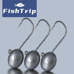 FishTrip 10Pcs 1.5g~7g Jig Head Micro Baitholder Fishing Hook Soft Bait Egg Hooks Barbed for Freshwater Saltwater