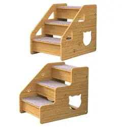 Dog Stairs & Steps 3 Levels Pet Stairs & Ramp For Medium/Small Dogs Old Cats Dog/Cat Ladder Wood Non-Slip For Beds And Cars High