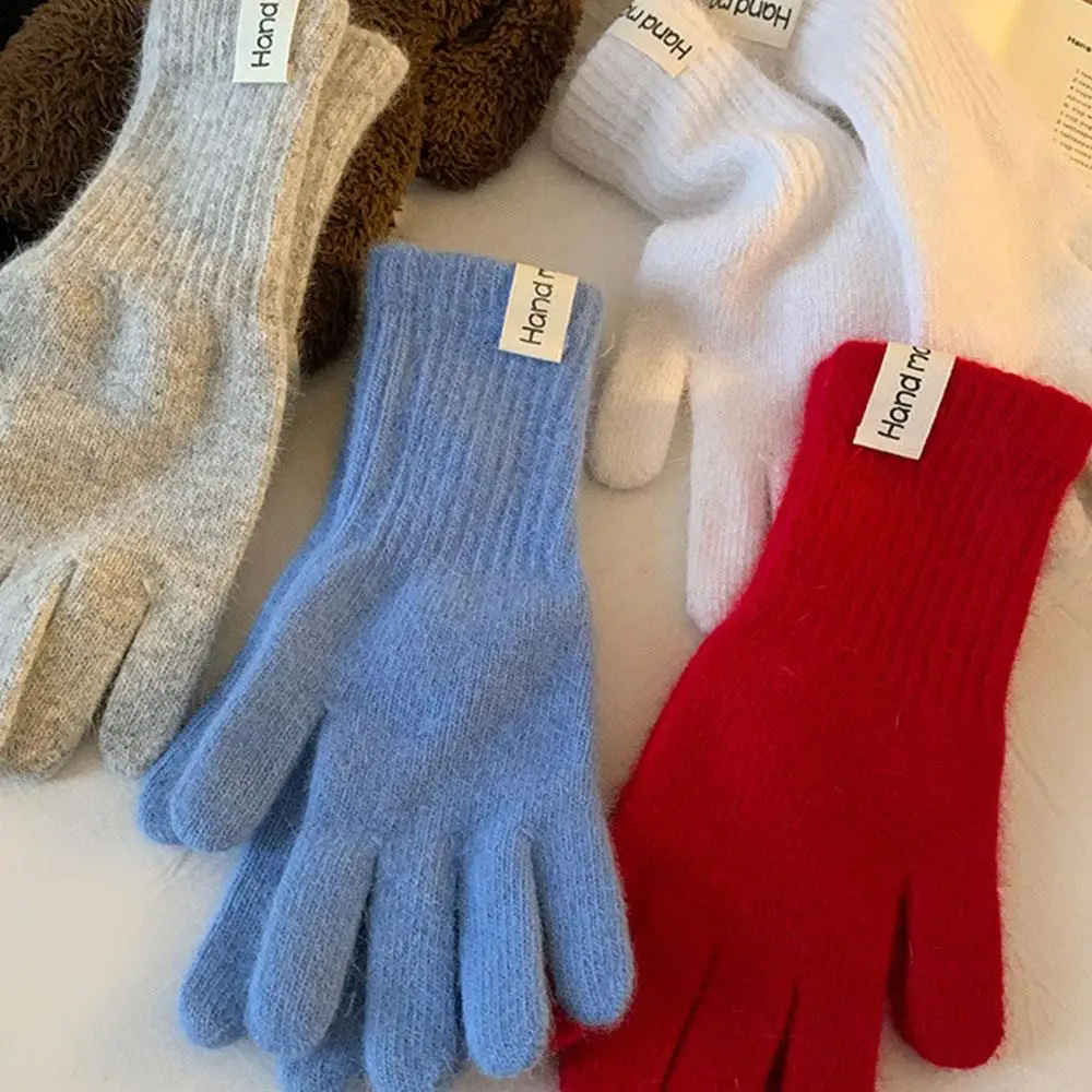 Winter Women Wool Gloves Knitted Full Finger Extended Long Gloves Wool Touchscreen Mittens Thick Warm Cycling Anti Cold Gloves