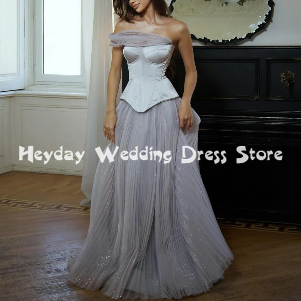 

Heyday женские плиссированные вечерние платья из тюля без бретелек с без рукавов длиной до пола, вечерние элегантные вечерние платья 2025