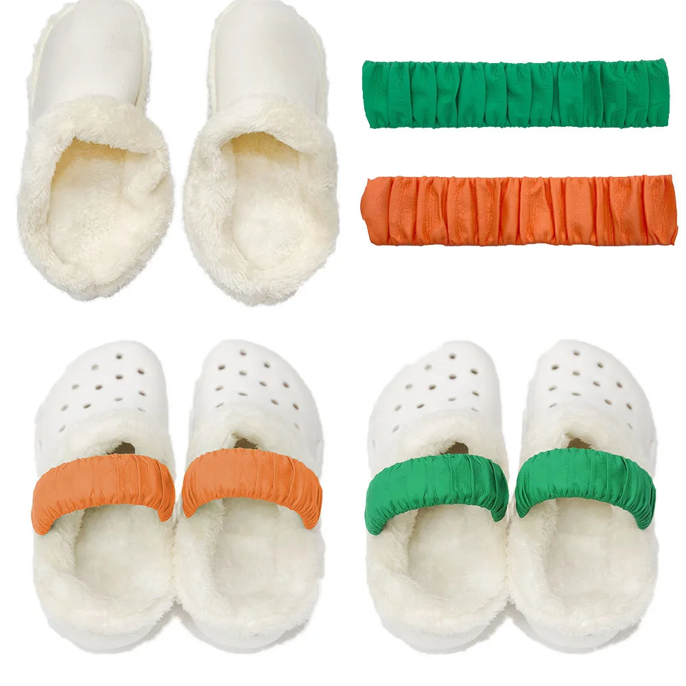 Croc 탈착식 모피 안감 신발끈 코튼 커버 벨벳 깔창 플러시 안감, 겨울 남성 여성 슬리퍼 솜털 커버 