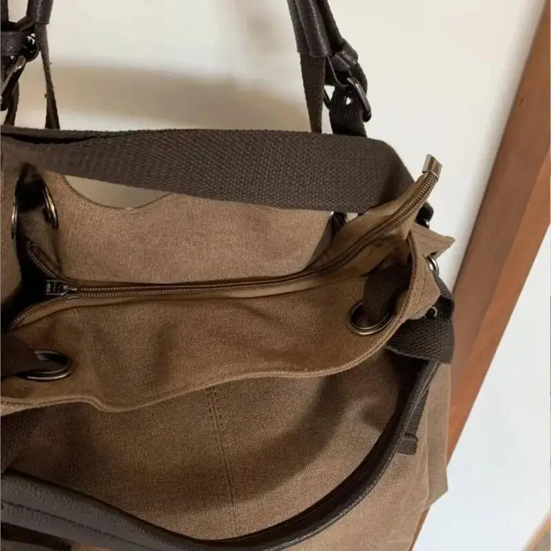 Bloom Vintage Brown Casual Tote Bag Women New Haruku Aesthetic Canvas Shoulder Female Retro Handle Crossbody Bags Y2k