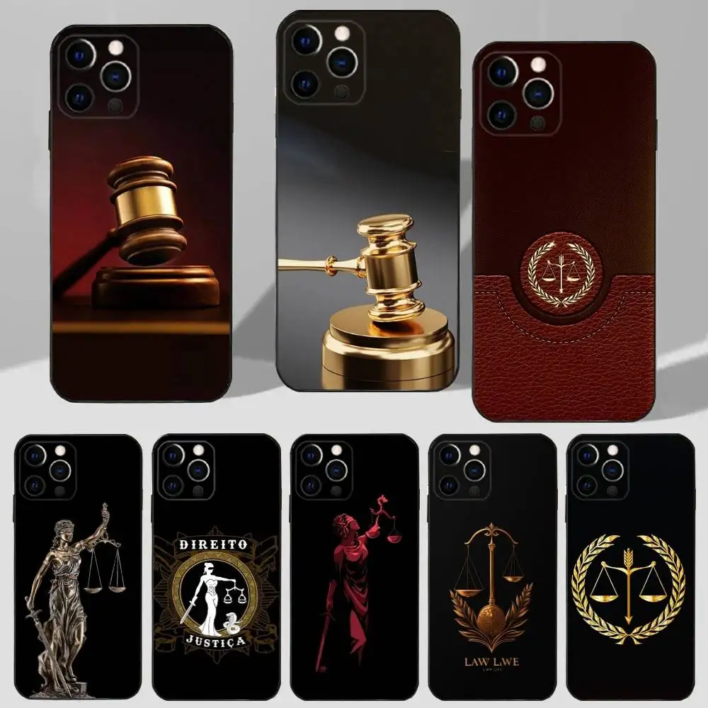 

Justice Lawyer Judge Law Phone Case For iPhone 16,15,14,13,12,11 Plus,Pro Max,XS,X,XR,SE,Mini,8,7 Soft Silicone Black Cover