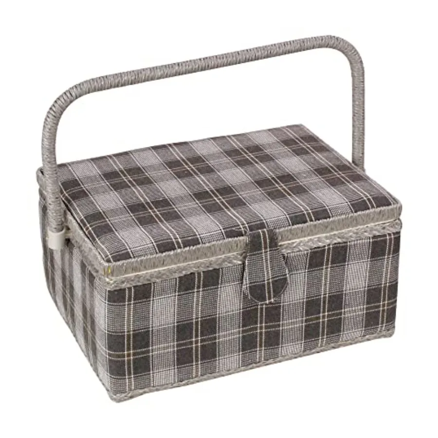 

Sewing Basket with Floral Print Design - Sewing Kit Storage Box with Removable Tray Built-in Pin Cushion and Interior Pocket -