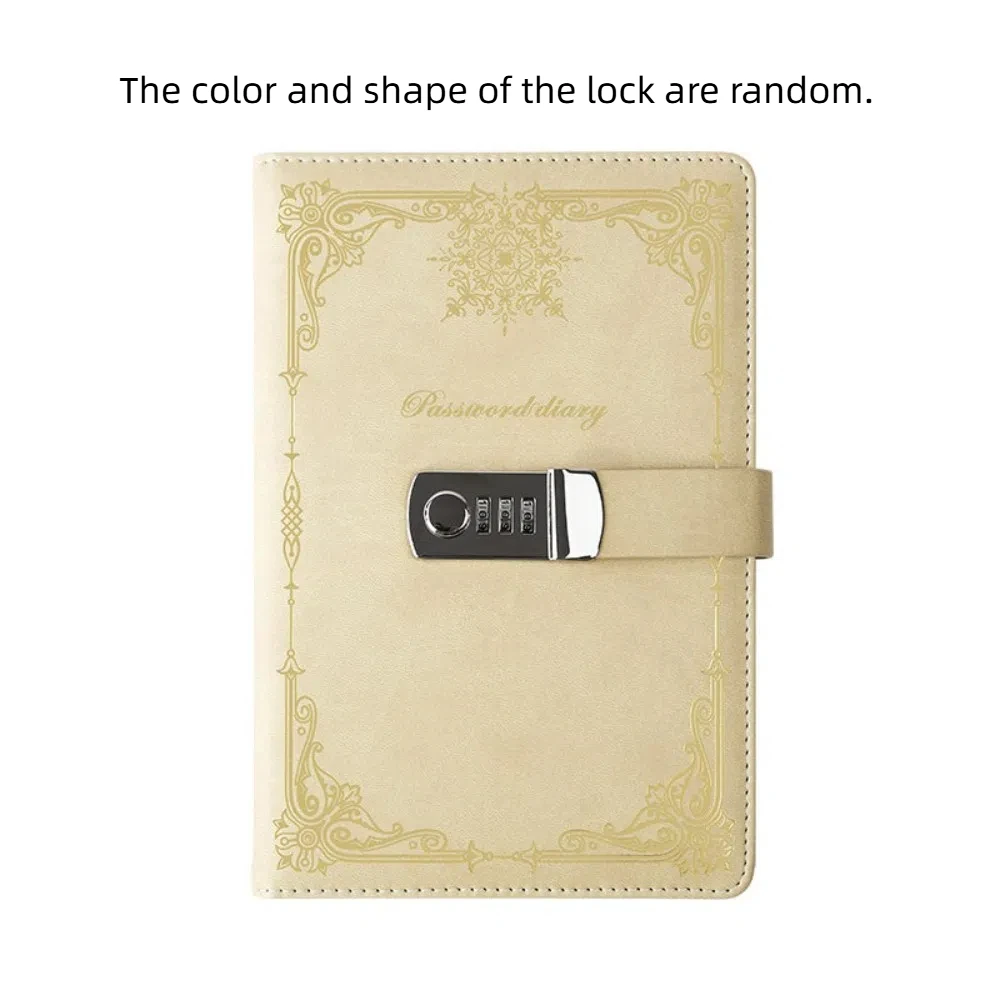 

PU Leather Journal Notebook With Lock A5 100Sheets Line Paper Personal Notebook Retro Hard Cover Lockable Secrets Journal Gift