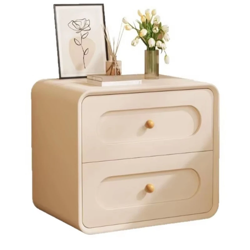 Light luxury cream color modern simple bedroom furniture bedside table