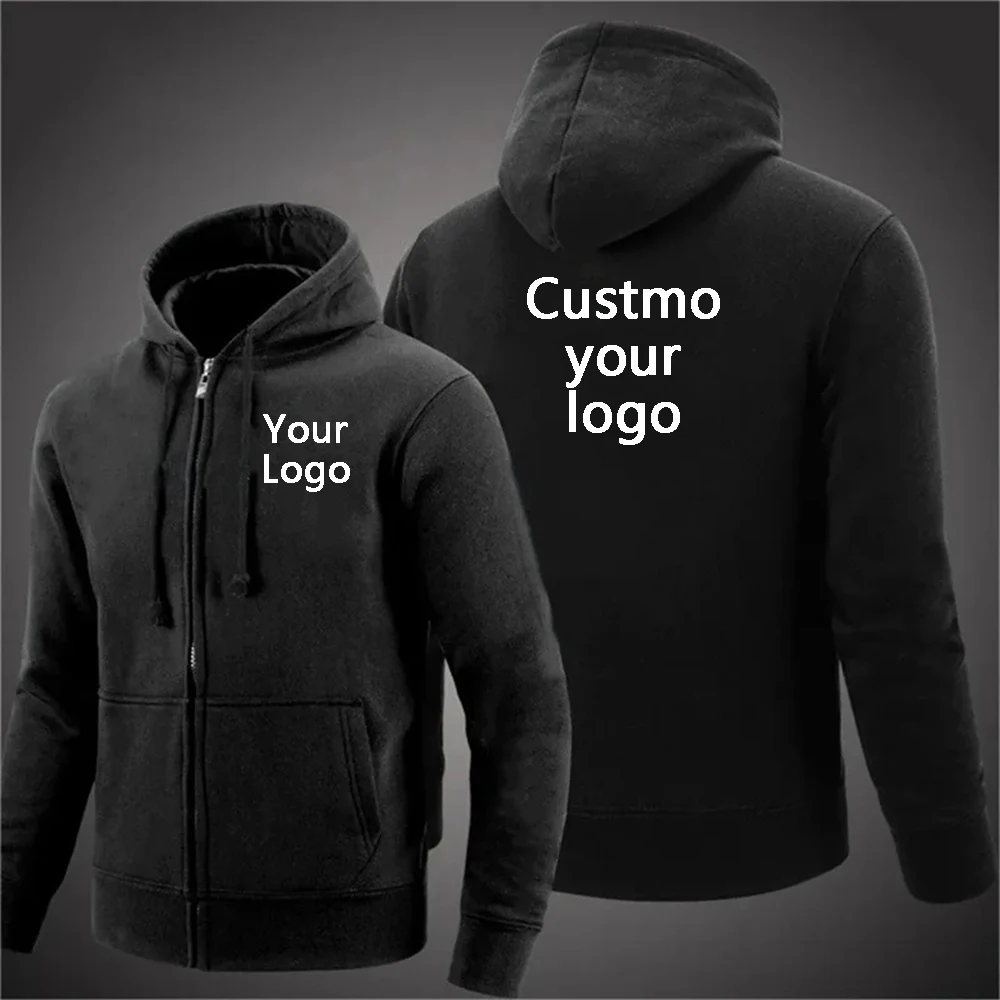 

Customized Logo Zipper Hoodie, Harajuku Men's Street Top, customizable with photos, patterns, etc., Hip Hop Solid Color Hoodie.
