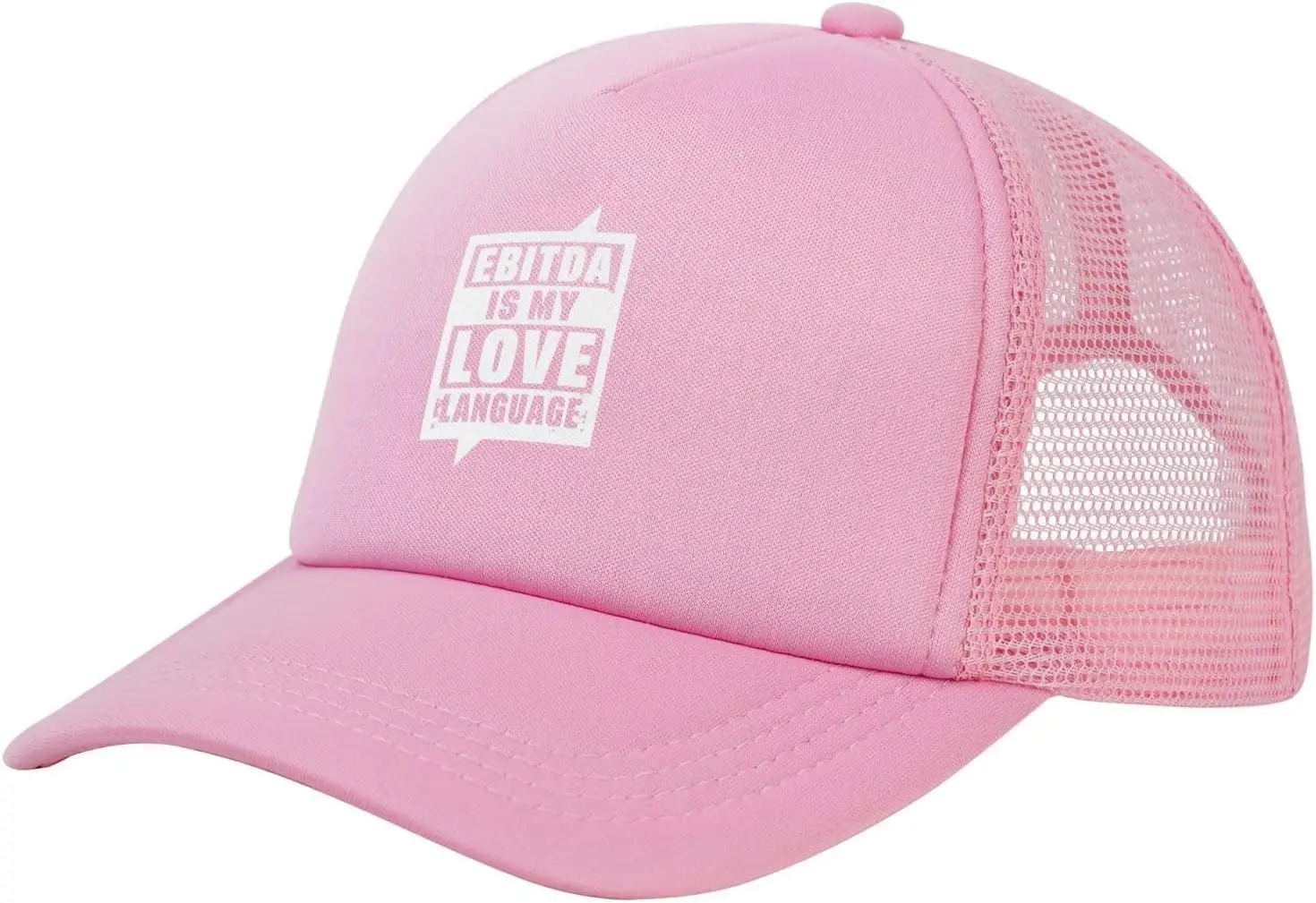 Ebitdas is My Love Language Mesh Hat Pink Trucker Hats Adjustable Funny Curved Brim Baseball Cap