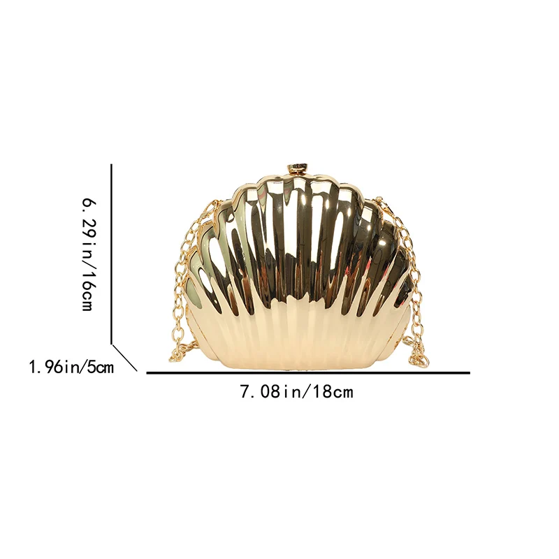 Golden Shell Bag Arclylic Women Evening Clutch Designer Handbag Summer Purse New In Shoulder Bag with Removable Chain for Party