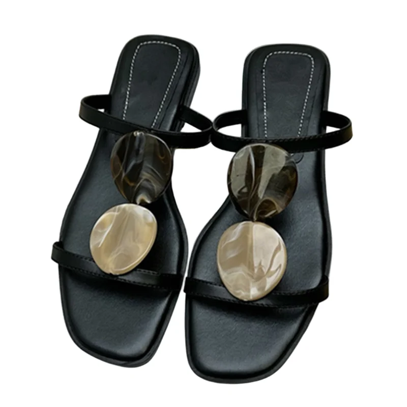 

Withered French Retro Hollow Summer Sandals Minimalist Lazy Vacation Fashion Breathable Open-Toe Roman Shoes Sandals Women