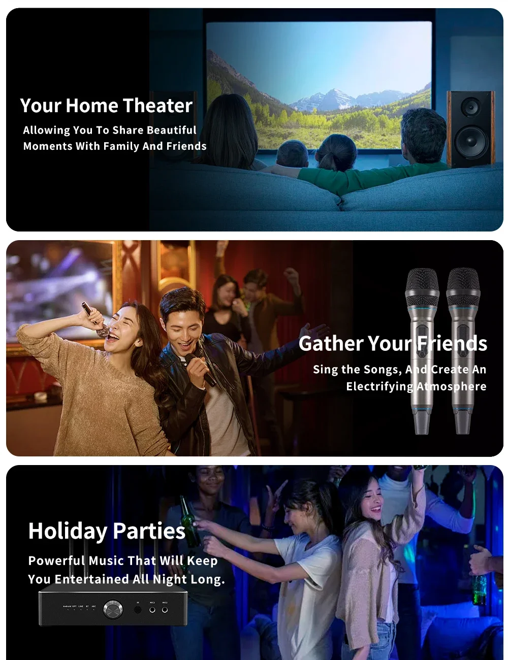 

Профессиональный 3-канальный усилитель мощностью 600 Вт для домашнего кинотеатра, караоке, акустических систем и ресиверов