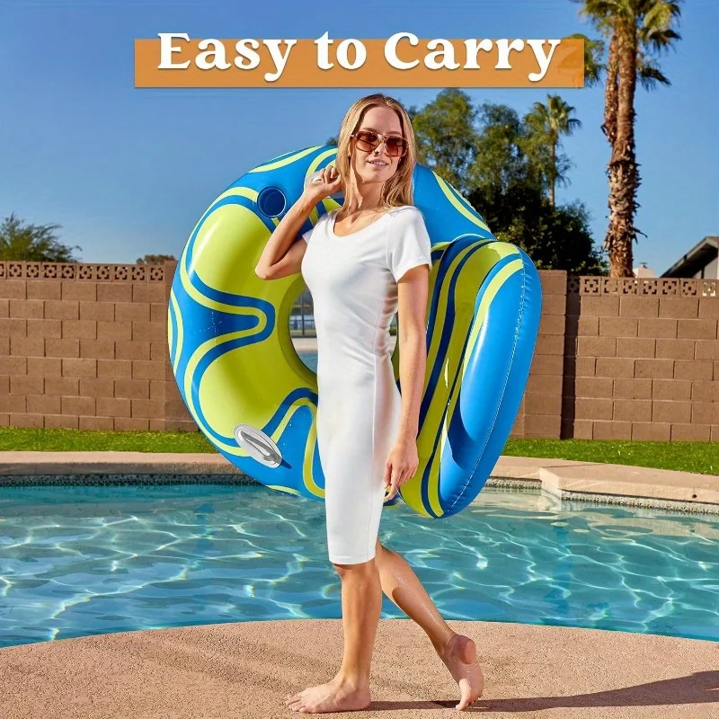 Joyfy Aufblasbare Pool-Liege, Fluss-Schwimmsessel mit großer Rückenlehne, Griff und Getränkehalter, Pool-Sommerparty-Spielzeug