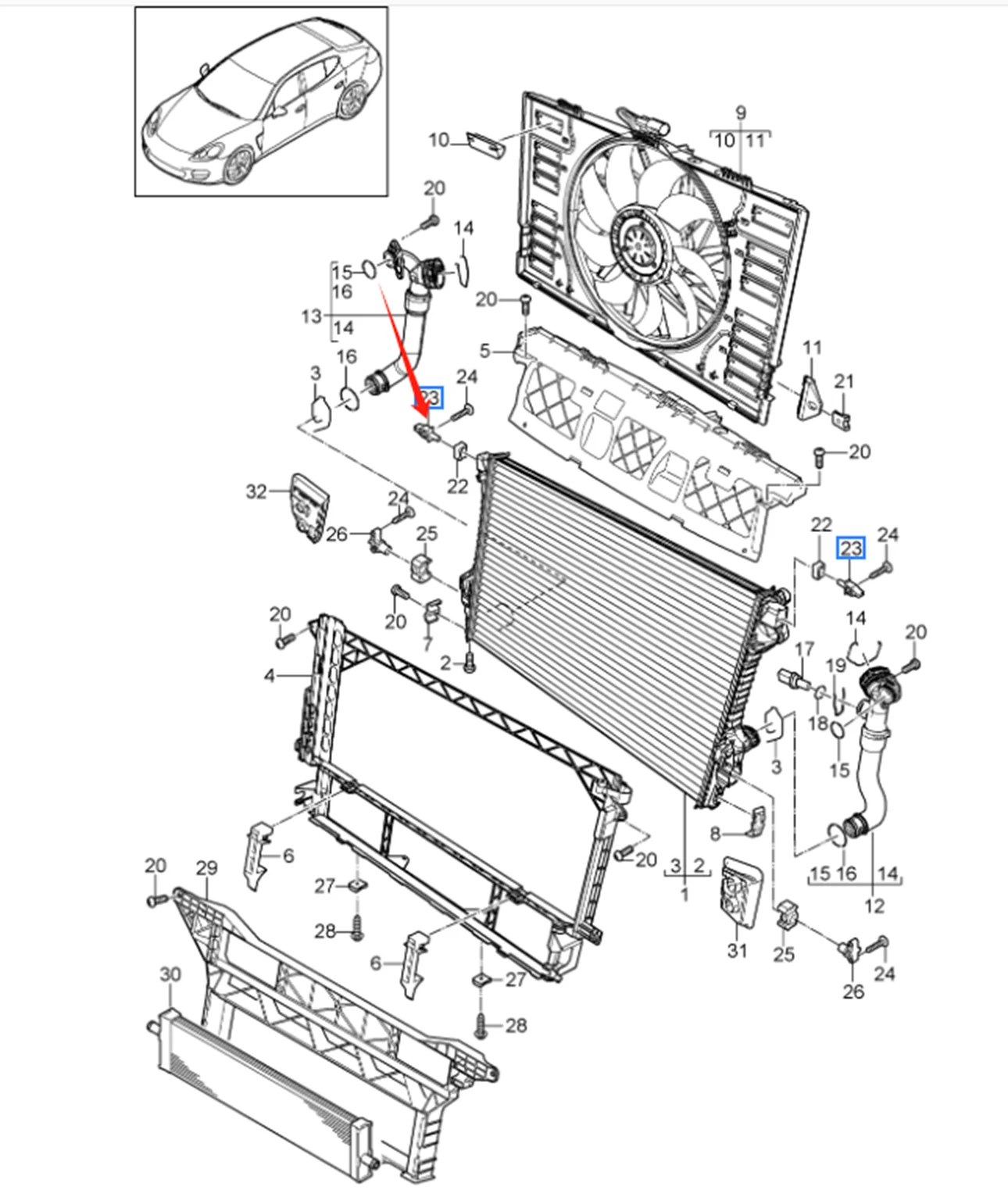 OE 97010666103 Bracket on the water tank High quality automotive parts  For PORSCHE 970 PANAMERA 2010-2016