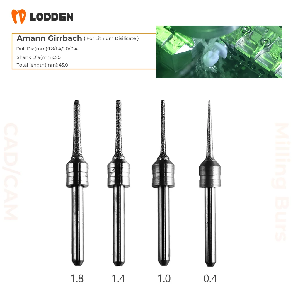 For Amann Girrbach for Zirconia PMMA Lithium Disilicate Diamond Tool Dental Lab Milling Burs  D3 Grinding Material Drills