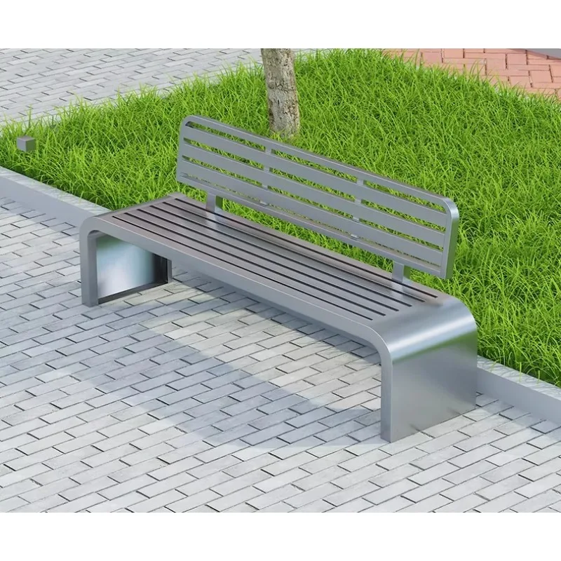 New Outdoor Stainless Steel Bench Heavy Duty Weather Resistant Seating Furniture for Park Garden Patio Public Area
