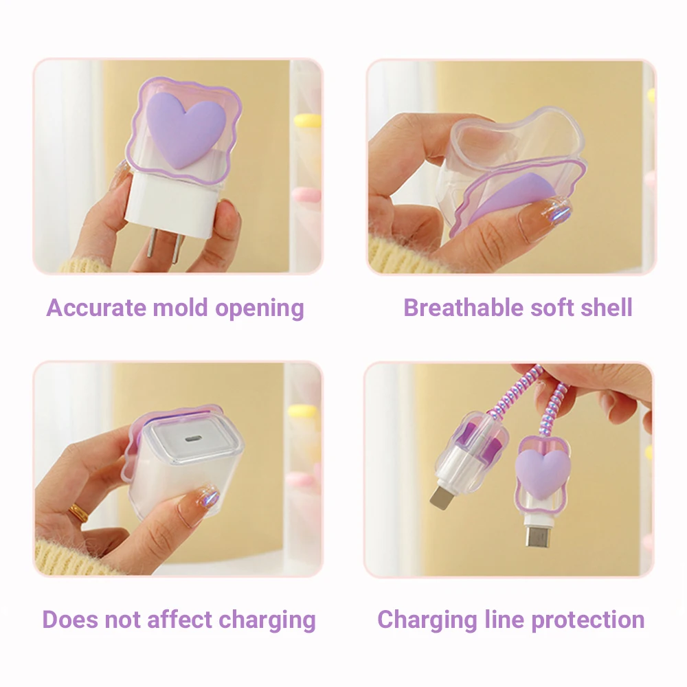 Love Heart Charger Cable Protector Case For iPhone 17 Pro Max 16 15 14 18w 20w Charging Head Cover Wire Winder Cable Organizer view 6