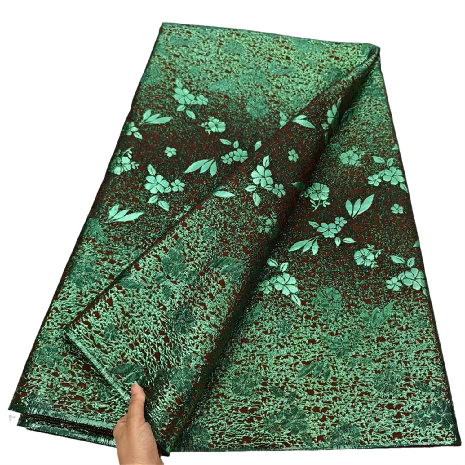 

Popular High Quality Brocade Damask Lace Fabric 5 Yards 2025 African Jacquard Lace Fabric Nigerian Gilding Party Dress For Women