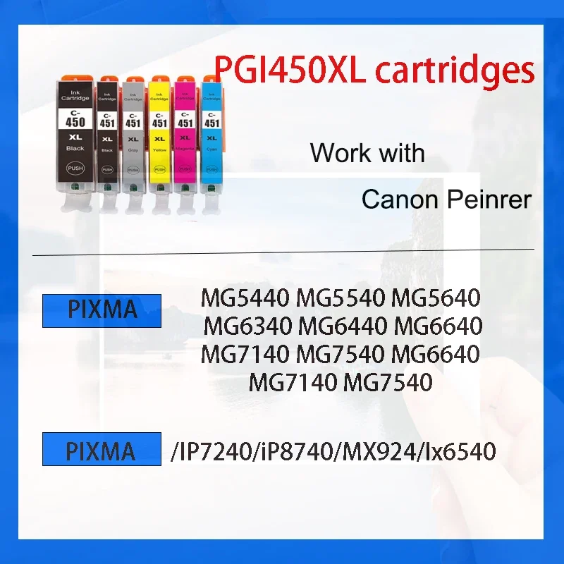 5 Color PGI 450 CLI 451 Compatible Ink cartridge For Canon PIXMA IP7240 MG5440 MG6340 MX924 MG7140 MG6440 MG5540 Printers