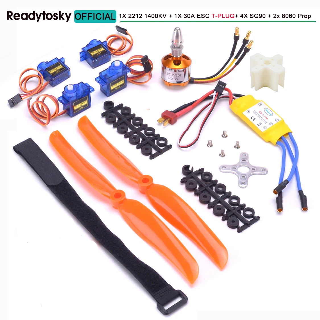 A2212 2212 1400KV 2200KV Bürstenloser Motor 30A ESC SG90 9G Micro Servo 6 Zoll / 8 Zoll Propeller für RC Starrflügelflugzeug Hubschrauber