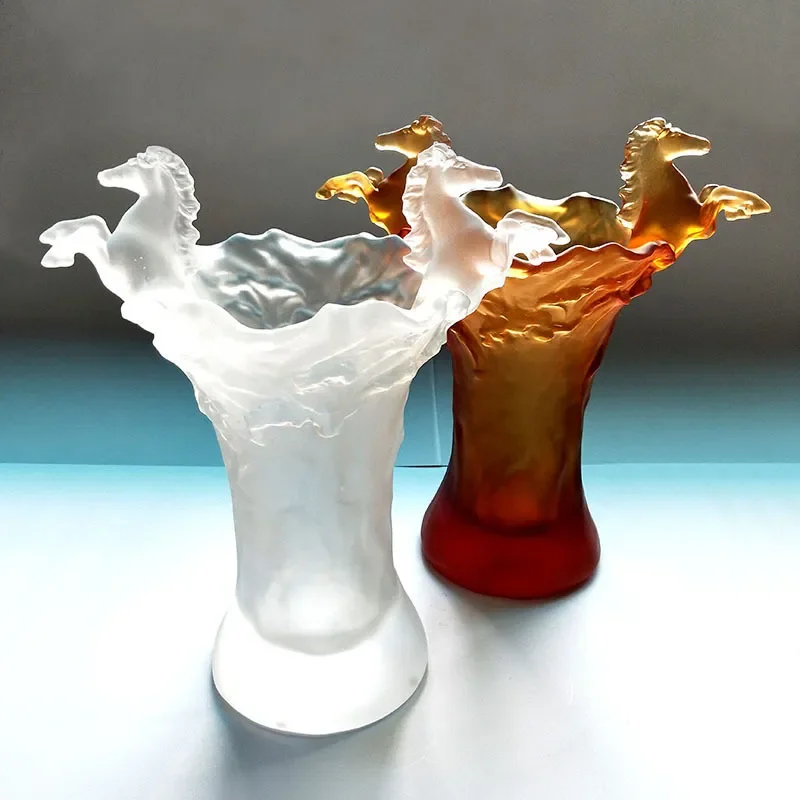 Ceramic Glazed Horse Vase Modern Home Decor Office Desk Ornament Creative Craft Gift for Friends Hotel Lobby Decoration