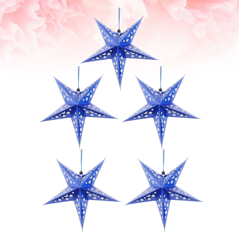 

5pcs 30Cm Star Lampshade Shiny Pentagram Hanging Light Cover For String Fairy Lights Party Wedding Christmas Decor Blue
