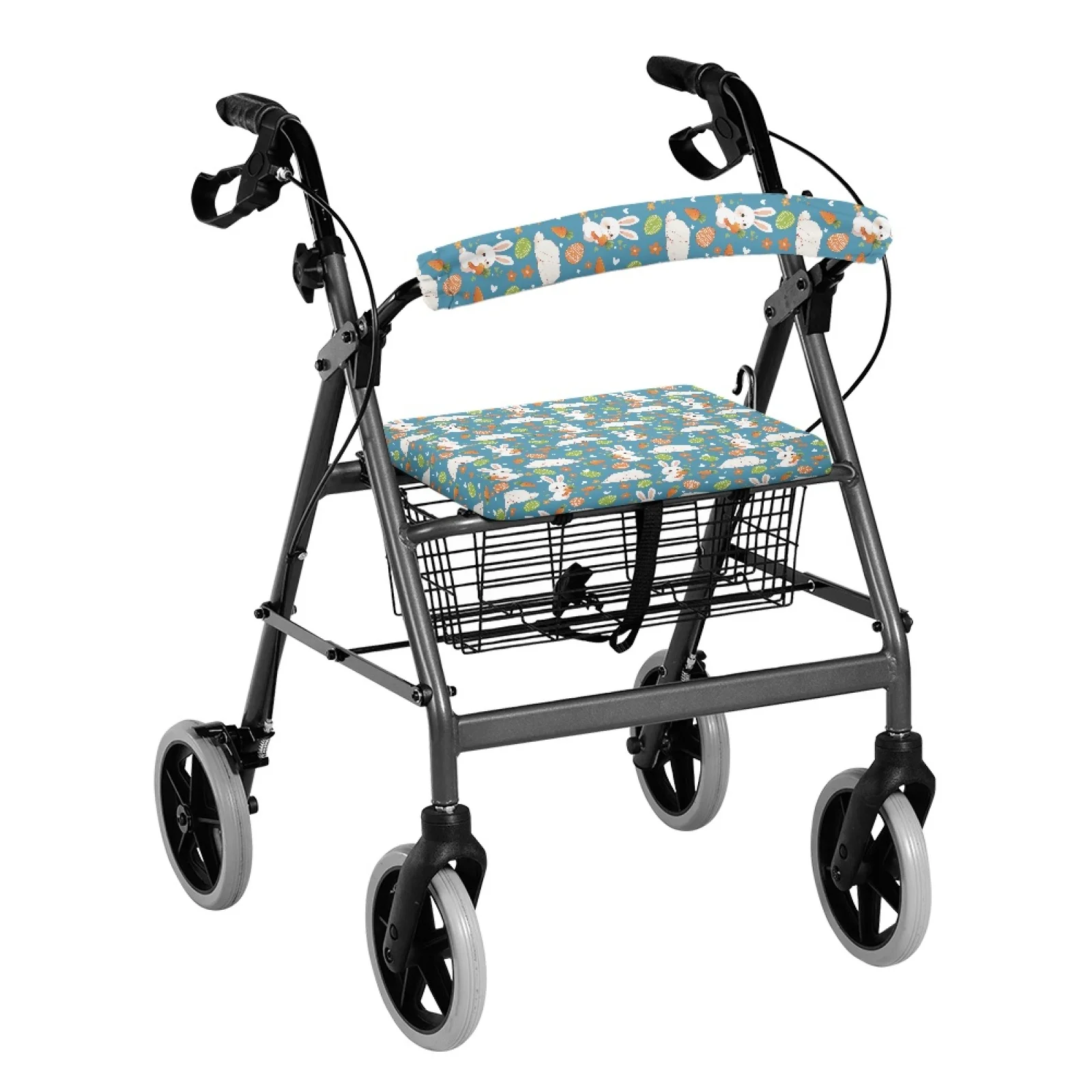 Coloranimal Easter Bunny Print 2 Pieces Set Rollator Seat Cover Walker Seat Cover for Ladies Indoor