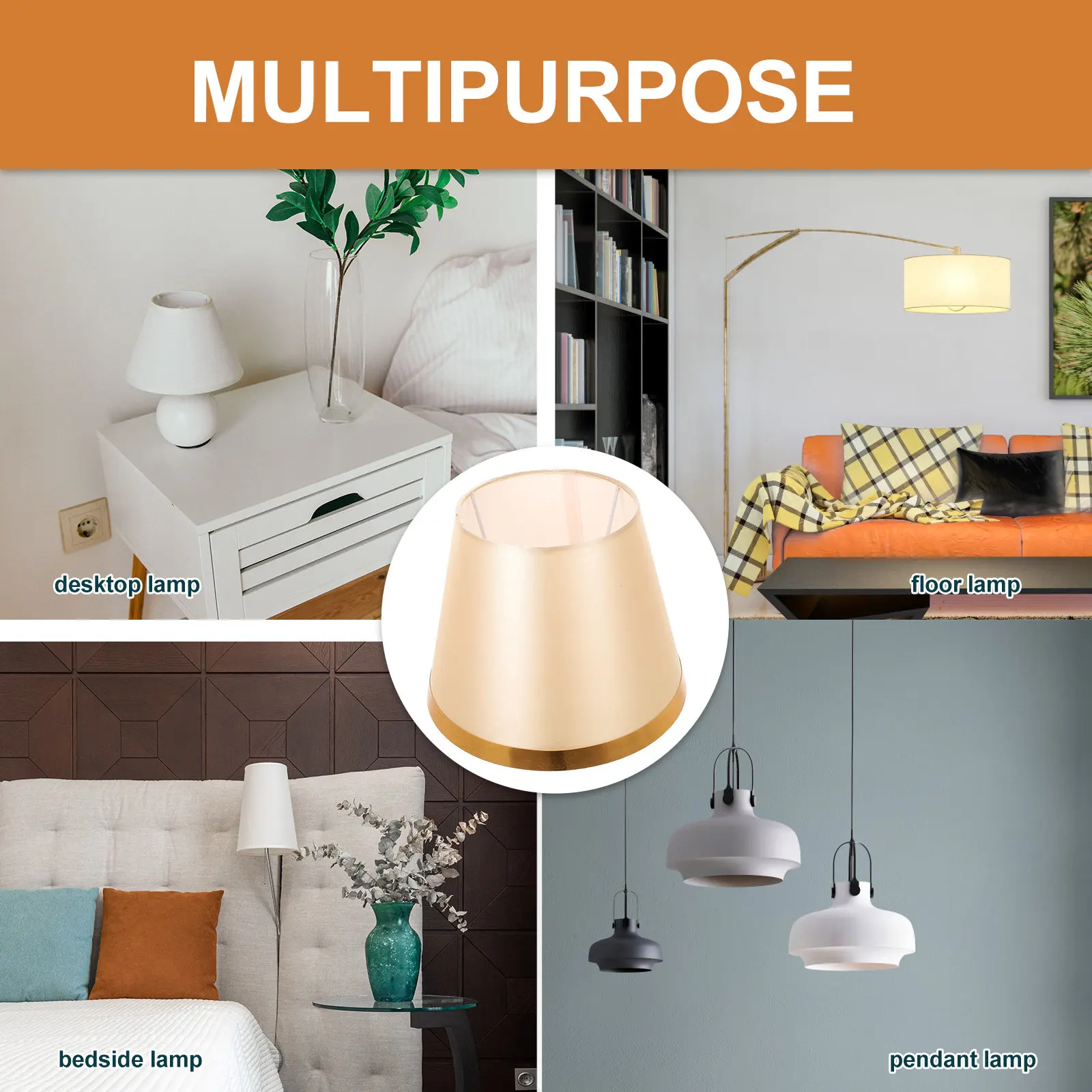 1Pcs Classic Cloth Lamp Shade Golden Household Light Cover Creates Romantic Warm Atmosphere Diffuse Lighting for Ceiling Wall