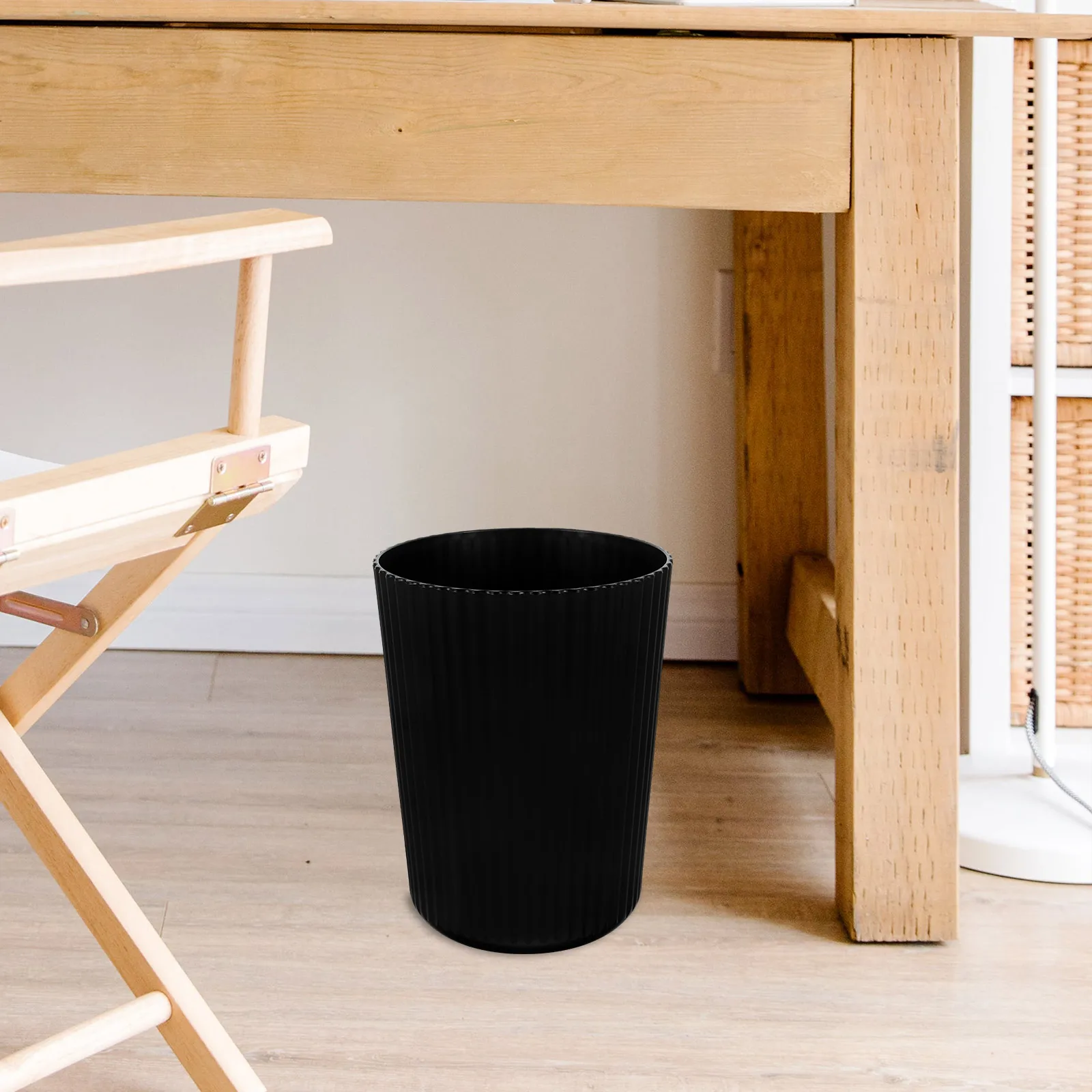 

1.5 Gallon Plastic Garbage Bin Large Capacity Trash Can for Bedroom Bathroom Office Hotel Sturdy Reusable Waste Container Black